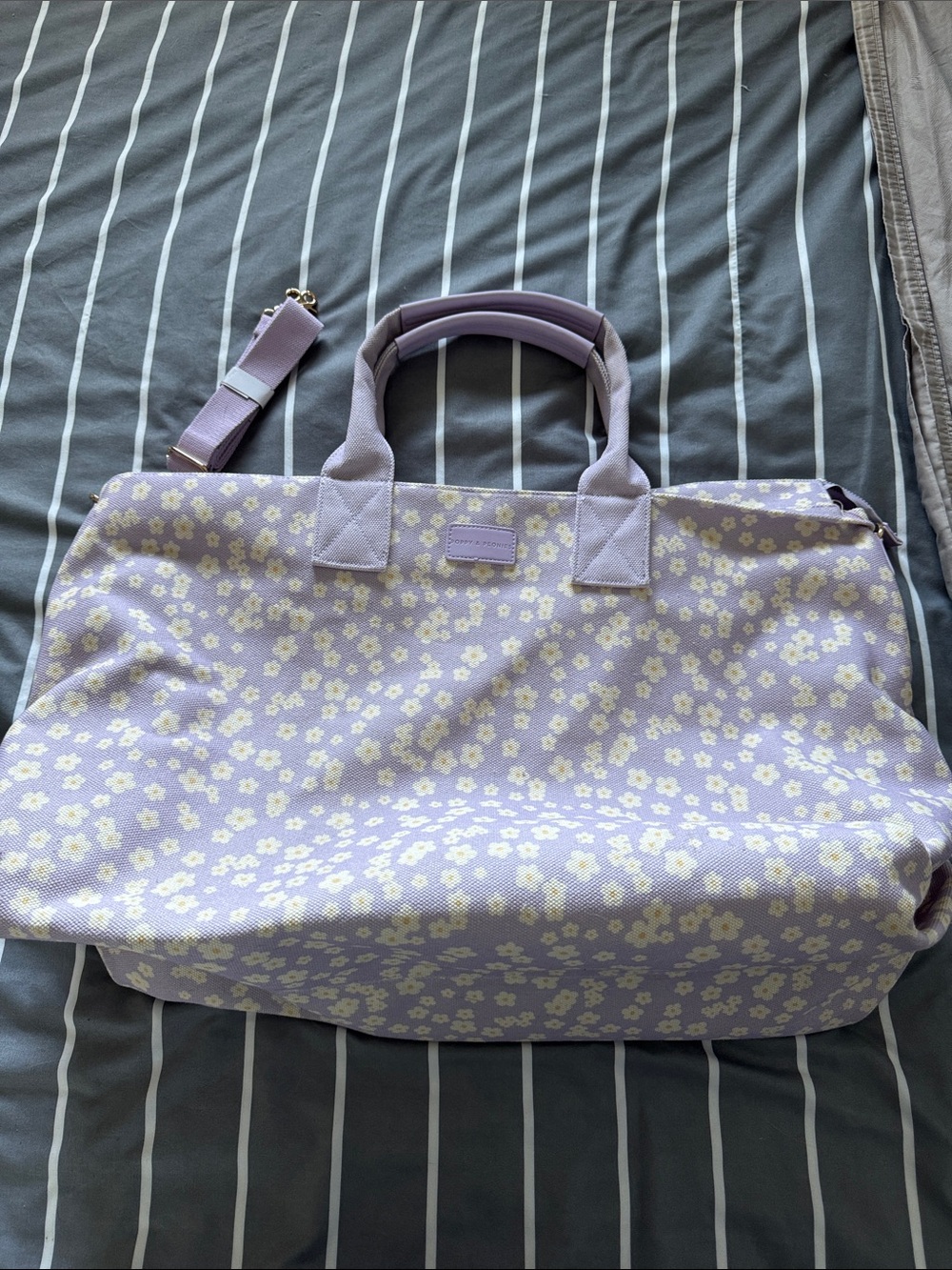 Poppy & Peonies Lavender Floral Weekender Bag